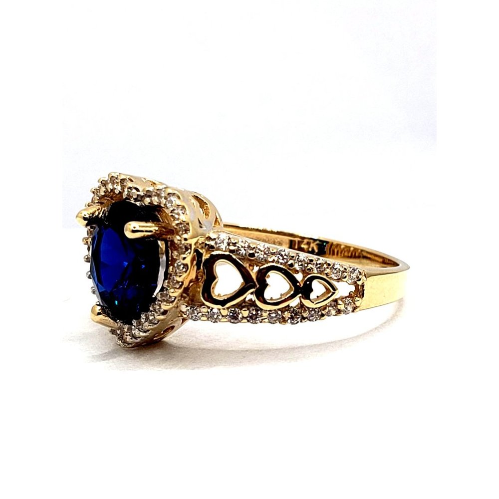 14k REAL GOLD halo ring  heart cut CZ Size 7.5 - Picture 3 of 10